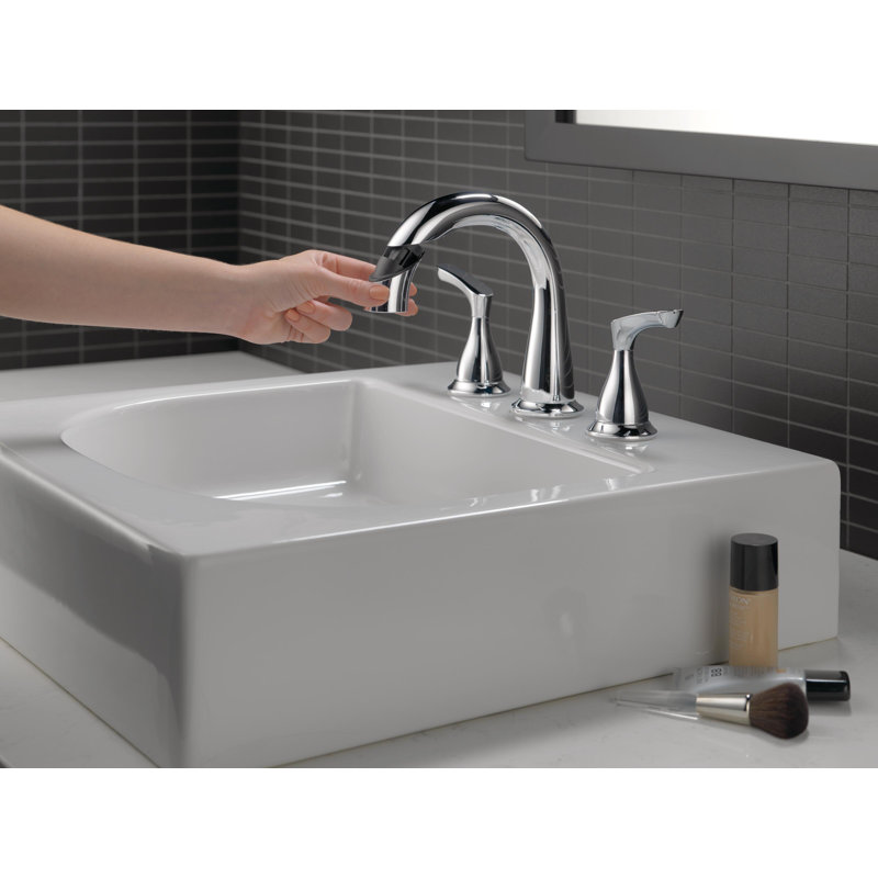 Delta Broadmoor Widespread Pull Out Sprayer Bathroom Faucet, 2handle